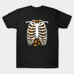 Skeleton With Bitcoins T-Shirt